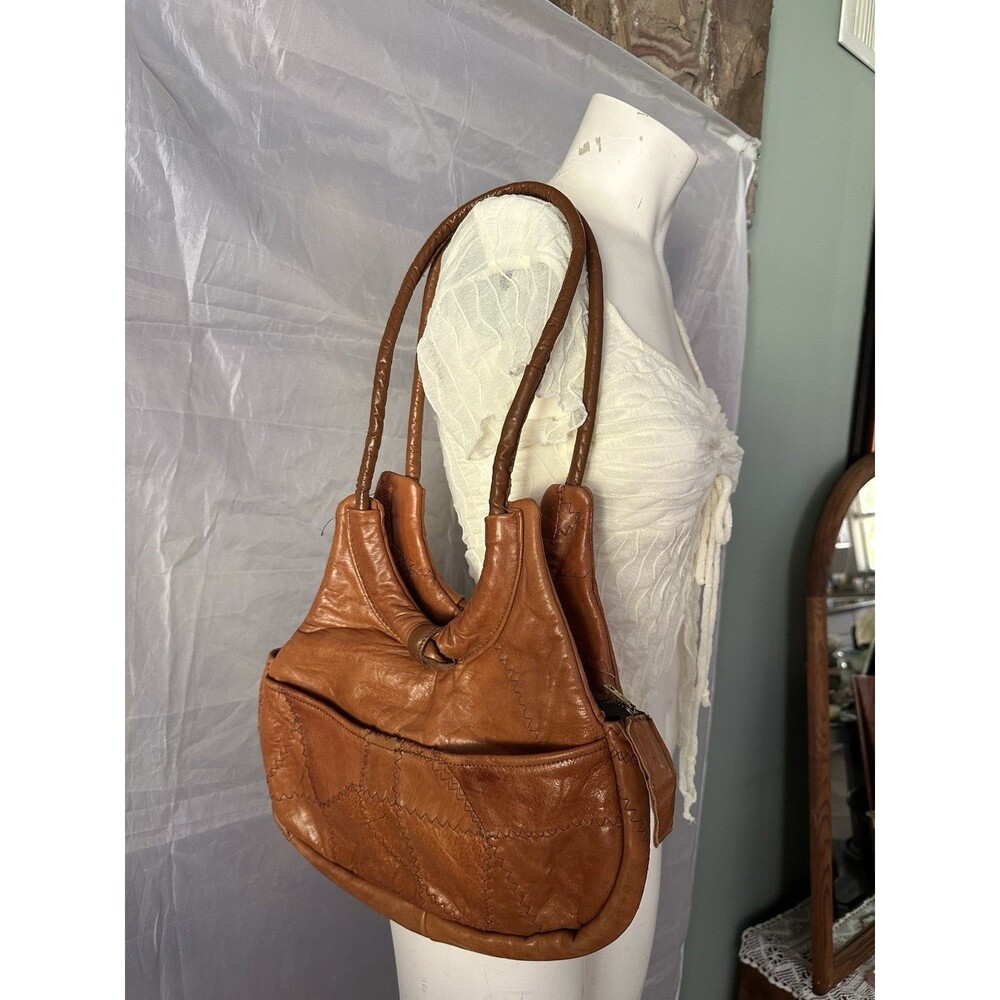 CUSTOM VINTAGE LEATHER SHOULDER PURSE PATCH WORK MOSAIC